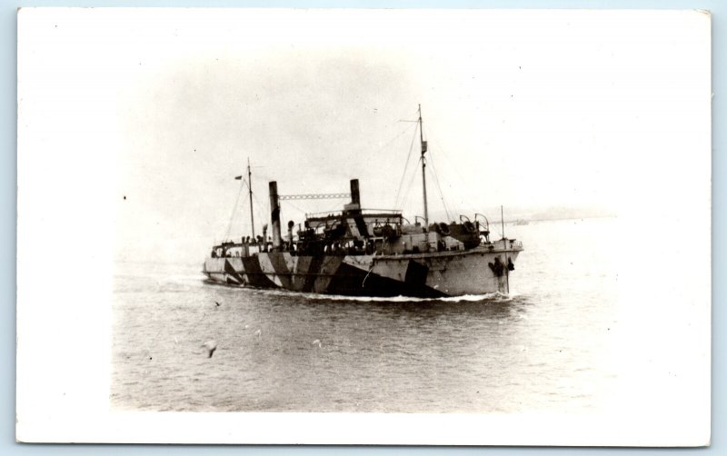 RPPC WWI British Train Ferry Ship Real Photo Postcard