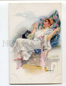 402619 GLAMOUR Belle Woman SMOKING by USABAL vintage PC