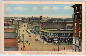 PORT ARTHUR, ONTARIO Canada  ARTHUR STREET Scene looking West c1930s  Postcard