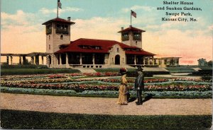 Postcard Shelter House and Sunken Gardens, Swope Park in Kansas City, Missouri