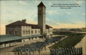 Baltimore MD RR Train Station 5th Maryland Regiment Military c1910 Postcard