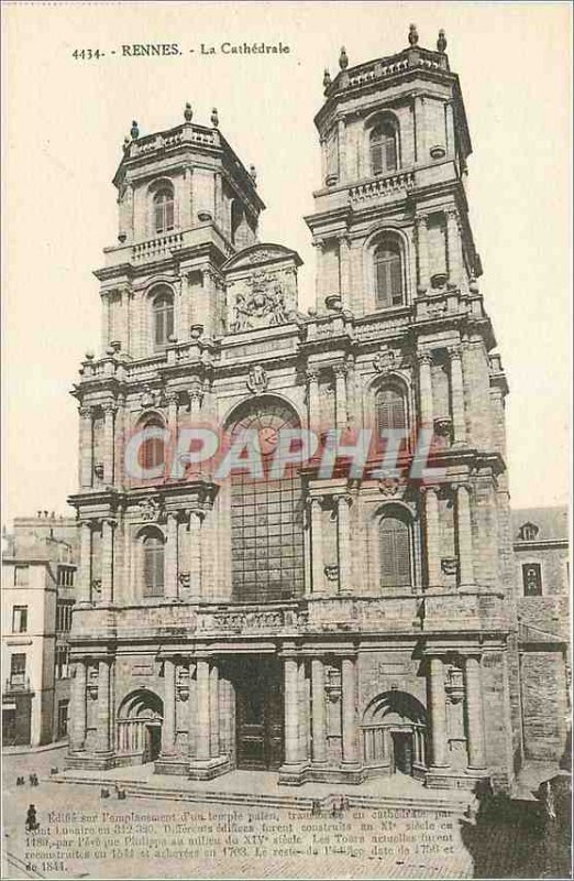 Postcard Old Rennes Cathedrale