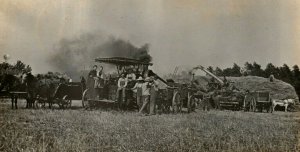 Hay Bailer Farm Equipment Worker 1910 Amboy Illinois RPPC Photo Antique Postcard