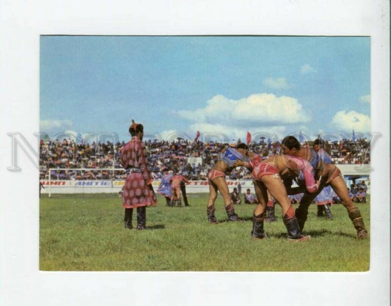 3098257 WRESTLING MONGOLIA wrestlers Old photo PC