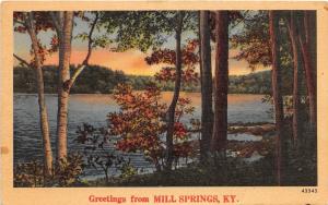 Kentucky Ky Postcard Linen MILL SPRINGS Greetings