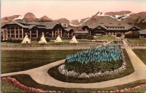 Hand Colored Postcard Glacier Park Hotel in Glacier National Park, Montana