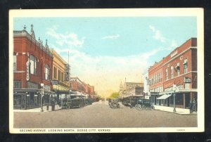 DODGE CITY KANSAS DOWNTOWN SECOND AVE. STREET SCENE CARS VINTAGE POSTCARD