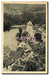 Old Postcard Beaulieu sur Dordogne old roofs and old chapel of Penitents