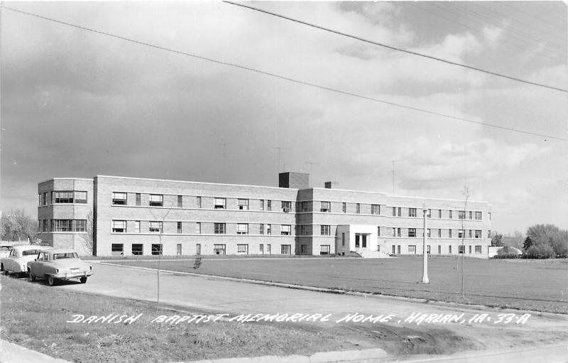 Harlan Iowa~Danish Baptist Memorial Home~50s Cars Parked~1963 RPPC-Postcard