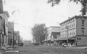 Bucksport ME Dirt Main Street Storefronts Horse & Wagons Real Photo Postcard