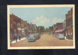 SARNIA ONTARIO CANADA DOWNTOWN STREET SCENE OLD CARS VINTAGE POSTCARD