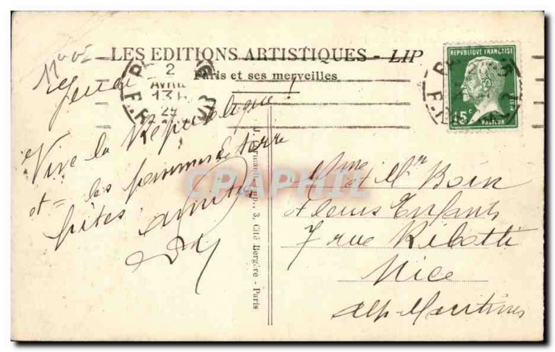 Paris Old Postcard The statuet and Place de la Republique