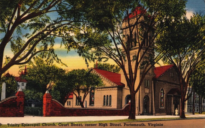 USA Virginia Portsmouth Trinity Episcopal Church Vintage Postcard C360