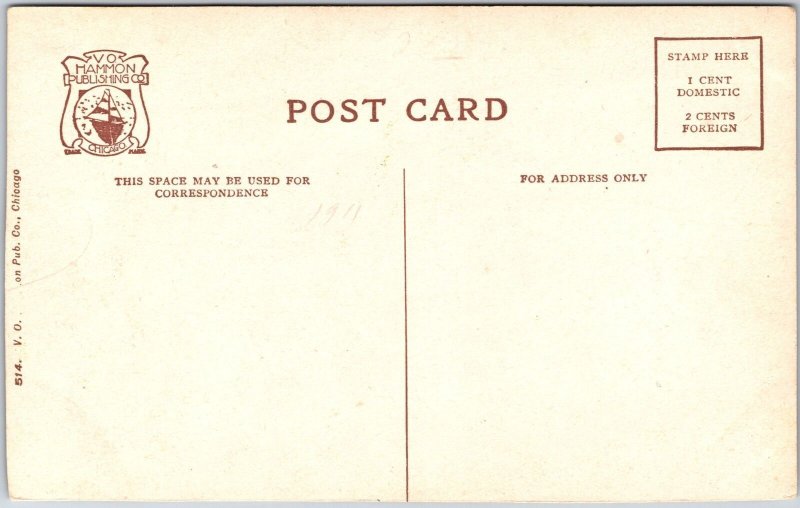 New Post Office Building Chicago Illinois IL Horse Carriage Crowd Bldg. Postcard