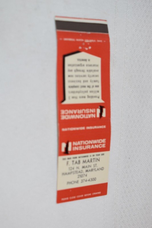 Nationwide Insurance F. Tab Martin Hampstead Maryland 20 Strike Matchbook Cover