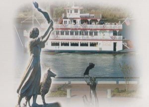 Savannah Georgia Boat Ship Legend Of The Waving Girl Florence Martus Postcard