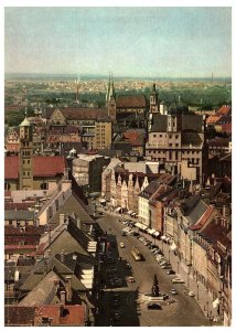 Aerial View Augsburg Germany Bavaria Old Cars City Continental Chrome Postcard