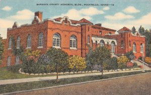 Pocatello, ID Idaho  BANNOCK COUNTY MEMORIAL BUILDING  ca1940's Linen Postcard