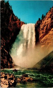 Lower Falls Yellowstone Grand Canyon Uncle Toms Trail Postcard Krueger VTG UNP 