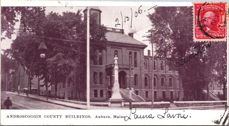 USA Androscoggin County Buildings Auburn Maine Vintage Postcard 09.32 