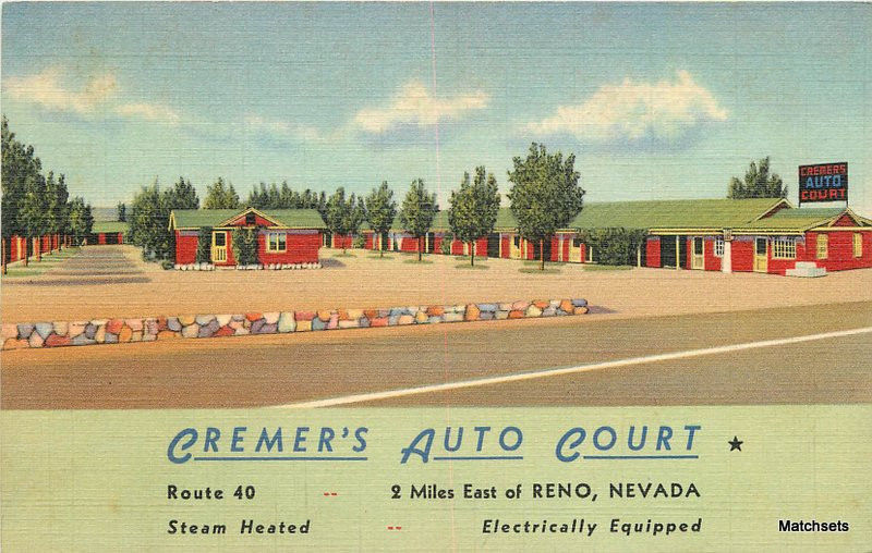 1930's Creamers Auto Court RENO NEVADA Linen Curt Teich postcard 8463 United States Roadside
