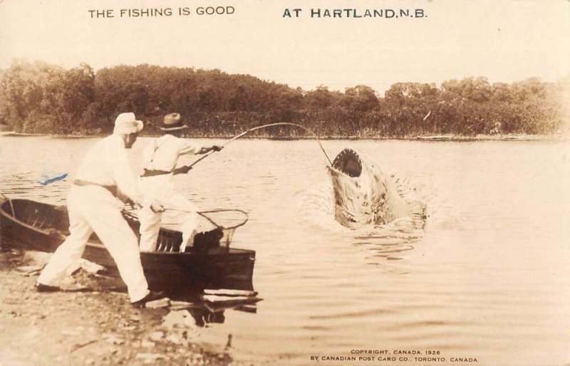 Hartland NB Canada Fishing Exaggeration Real Photo Postcard AA20781