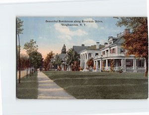 Postcard Beautiful Residences along Riverside Drive, Binghamton, New York