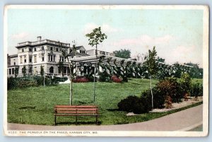 1910 Kansas City Missouri Postcard Pergola on The Paseo Building Field Phostint