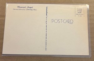 UNUSED POSTCARD - MEMORIAL CHAPEL, HARVARD UNIVERSITY, CAMBRIDGE, MASS.