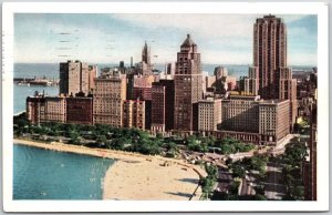 1957 Hotel Chicago Illinois Lake Michigan At The Intersection Posted Postcard