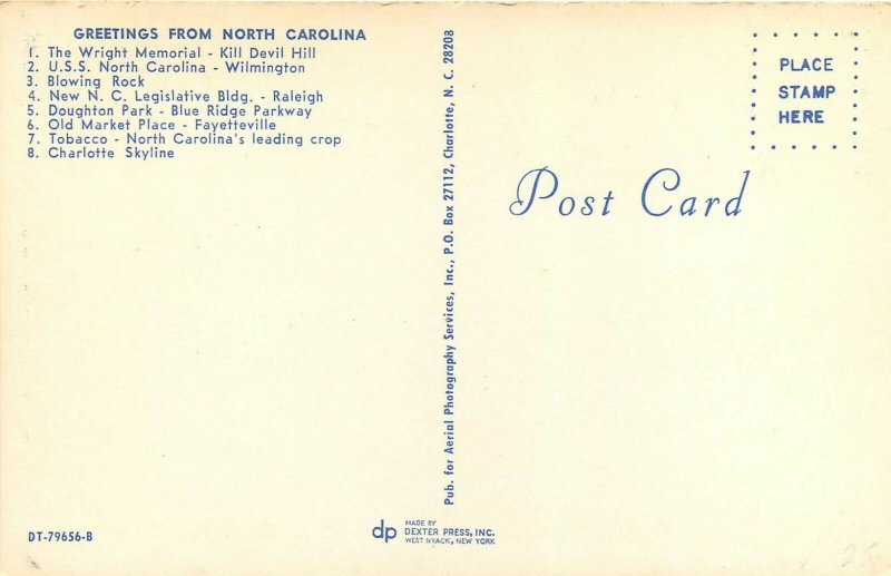 Greetings from North Carolina NC tarheel state Postcard