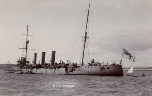 British Royal Navy HMS Diamond RPPC  WWI Vintage Postcard c.1910