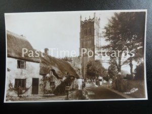 Old RPPC - Chipping Campden, Church and Thatched Cottage