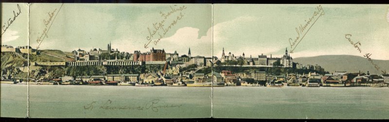 h3029 - QUEBEC CITY Triple- Fold Postcard 1907 Panoramic View