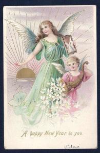 Happy New Year Angels w/Wings used c1906
