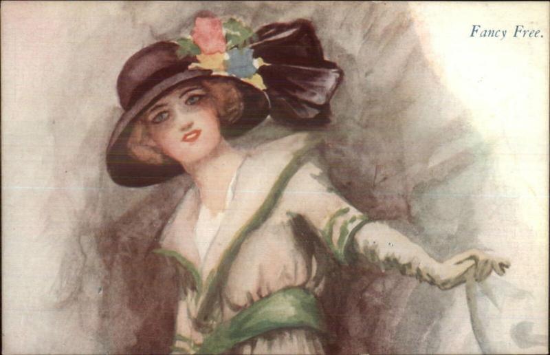 Jean's Girl Series #384 FANCY FREE - Beautiful Woman in Hat c1910 Postcard