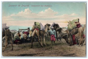 1909 Camels Camp Souvenir Of Smyrna Turkey Posted Antique Levant Postcard