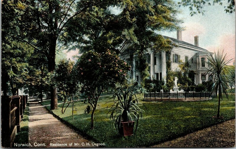 Vtg Norwich Connecticut CT Residence of My C.H. Osgood 1910s Unused Postcard
