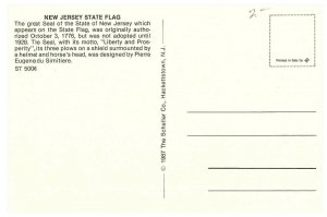 New Jersey State Flag w / State Seal Chrome Postcard