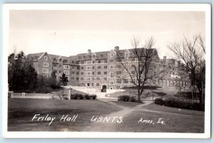 Ames Iowa IA Postcard RPPC Photo Friley Hall U S N T S Building c1940's Vintage