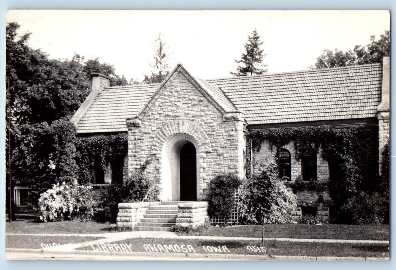 Anamosa Iowa IA Postcard RPPC Photo Public Library c1940's Unposted Vintage