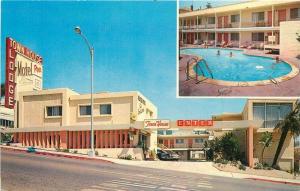 Autos 1950s Town House Lodge Postcard San Diego California roadside pool 937