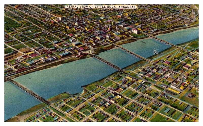 Postcard AERIAL VIEW SCENE Little Rock Arkansas AR AQ4679
