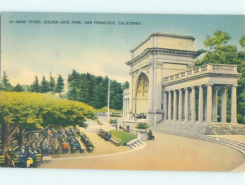 Unused Linen BANDSTAND AT GOLDEN GATE PARK San Francisco California CA G0921