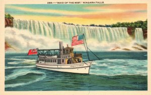 Vintage Postcard 1930's Maid Of The Mist Niagara Falls Steamer Ontario Canada CA