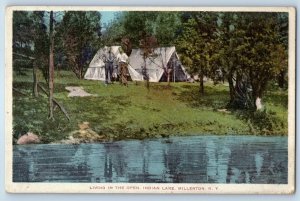 1922 Millerton New York NY Postcard Living In The Open Indian Lake Tent Camping