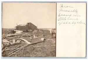 Oklahoma OK Postcard RPPC Photo Cyclone Tornado Barn c1910's Posted Antique