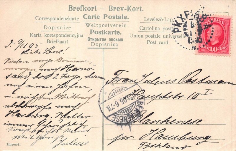 A225 Sweden 1905 Sundsvall Hammen Harbor Steamboats vintage postcard