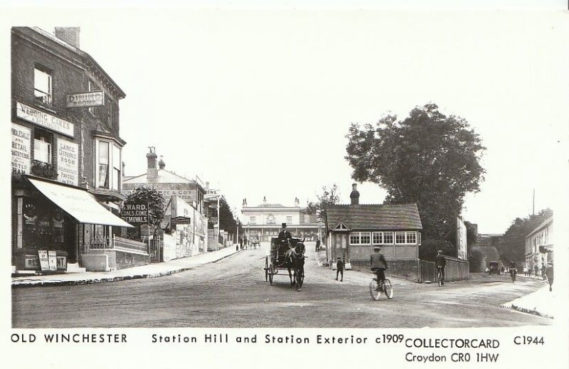 Hampshire Postcard - Old Winchester - Station Hill & Station Exterior c1909 -U39