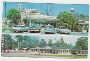 P2310 vintage postcard the magnolia restaurant with old cars hardeeville S.C.